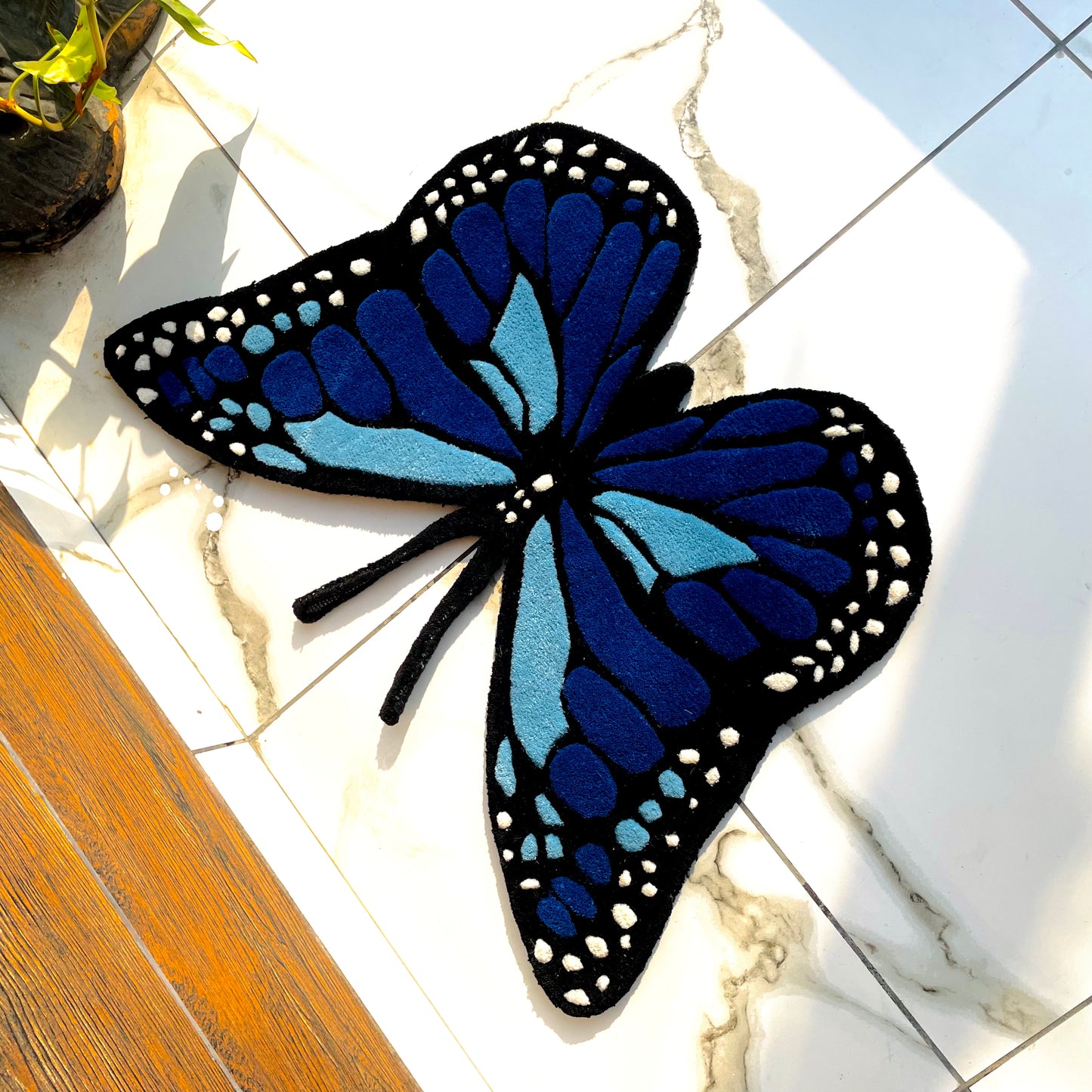 blue butterfly rug inverted
