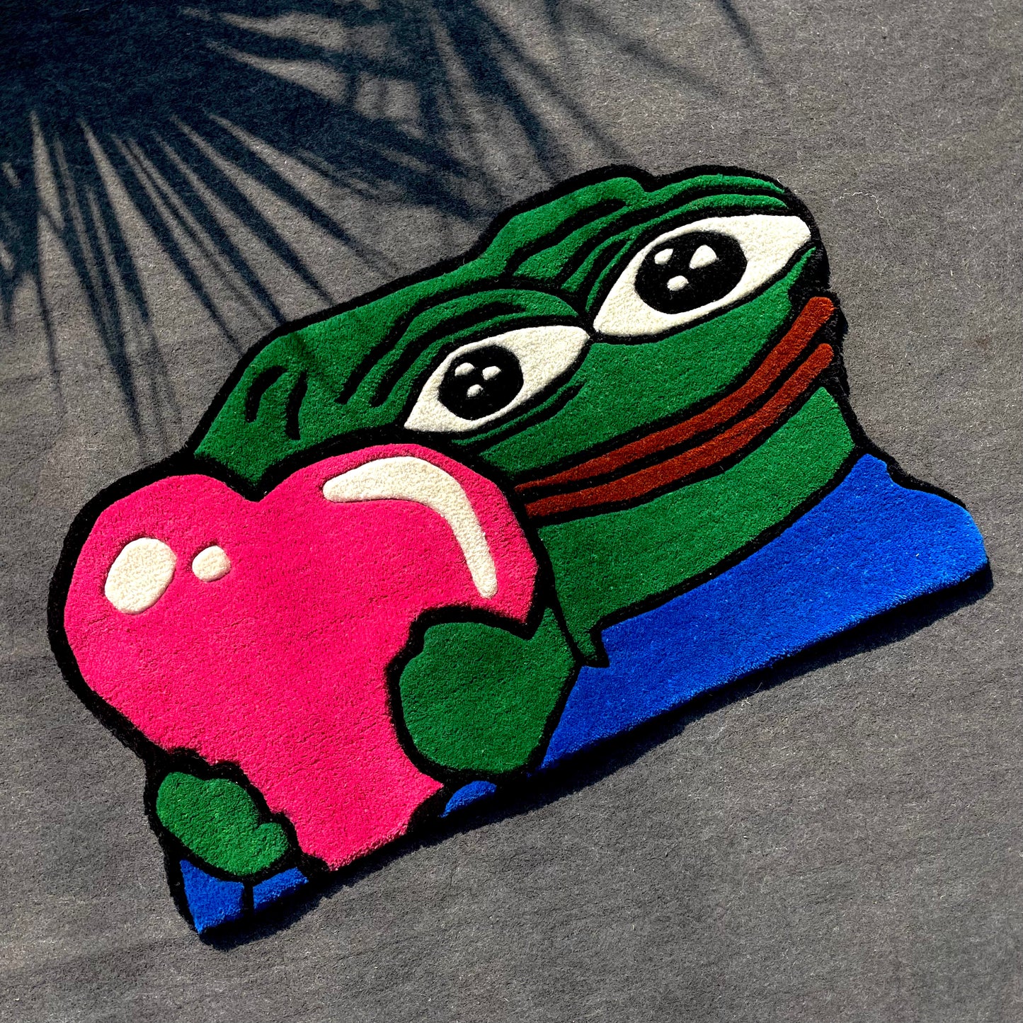 Pepe the Frog Heart Meme Hand-Tufted Rug