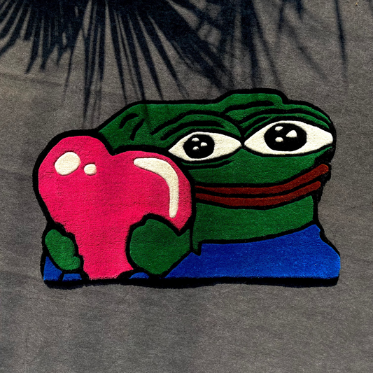 Pepe the Frog Heart Meme Hand-Tufted Rug