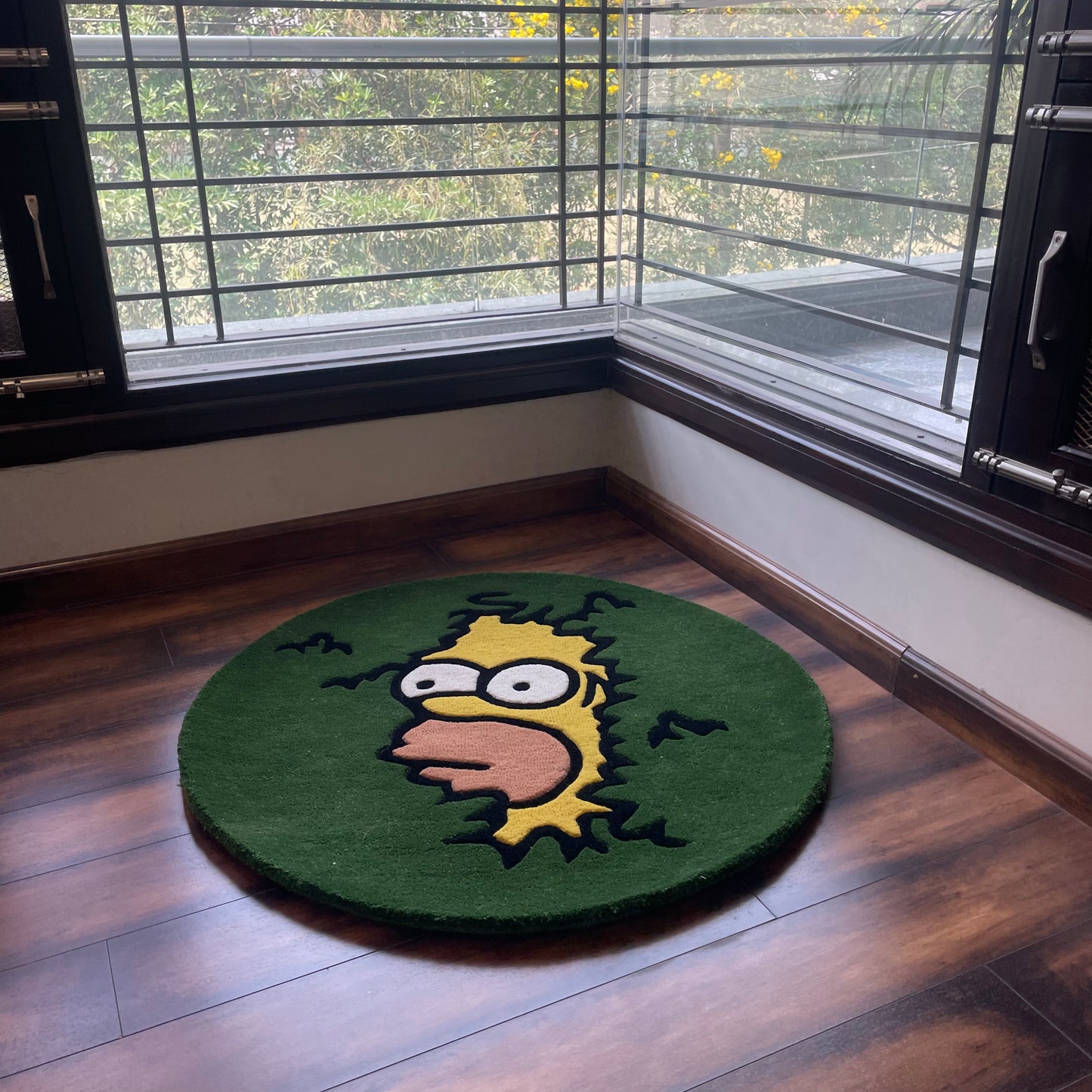 Homer Simpson Back Into Bushes Hand-Tufted Rug in decor