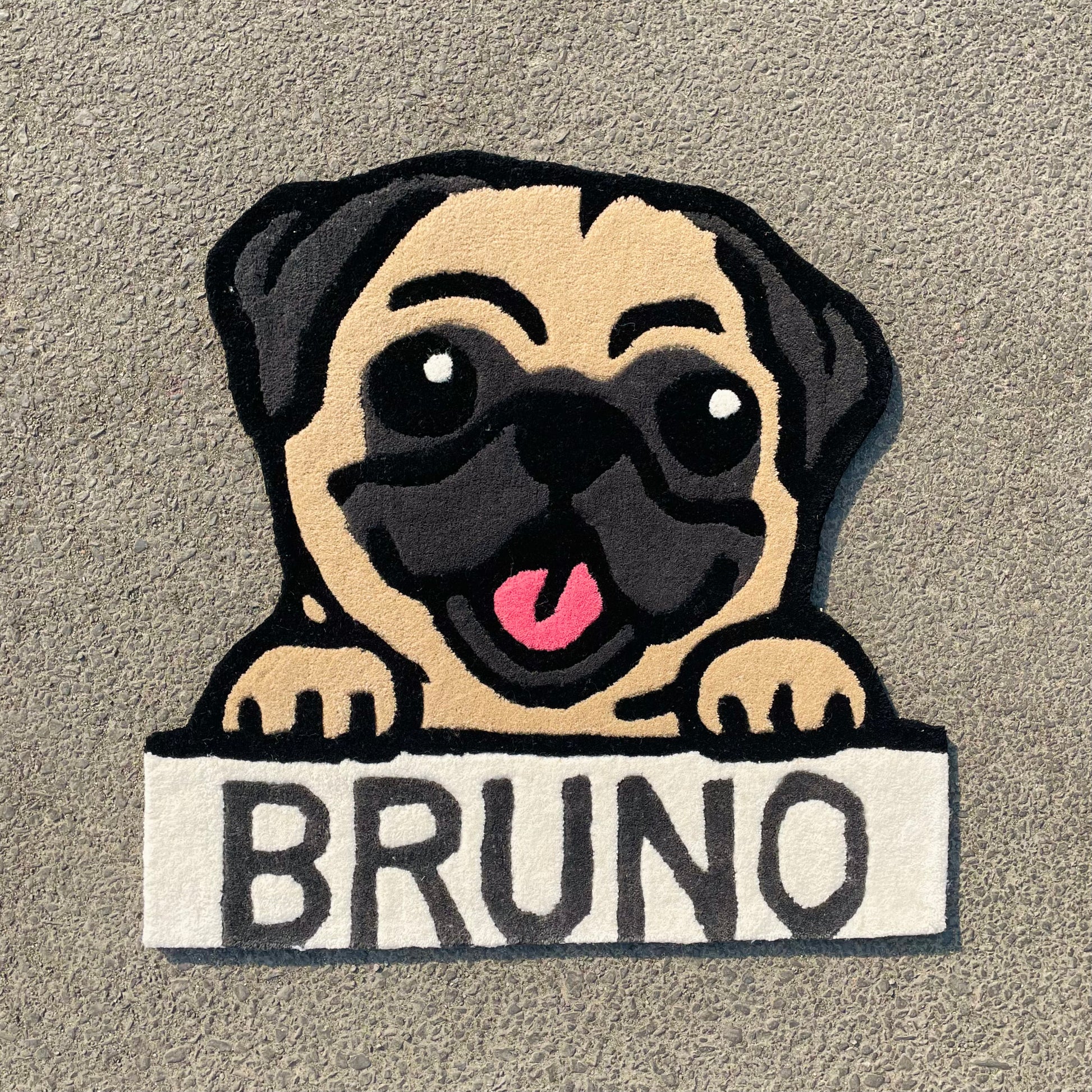 Bruno -the pug rug top view