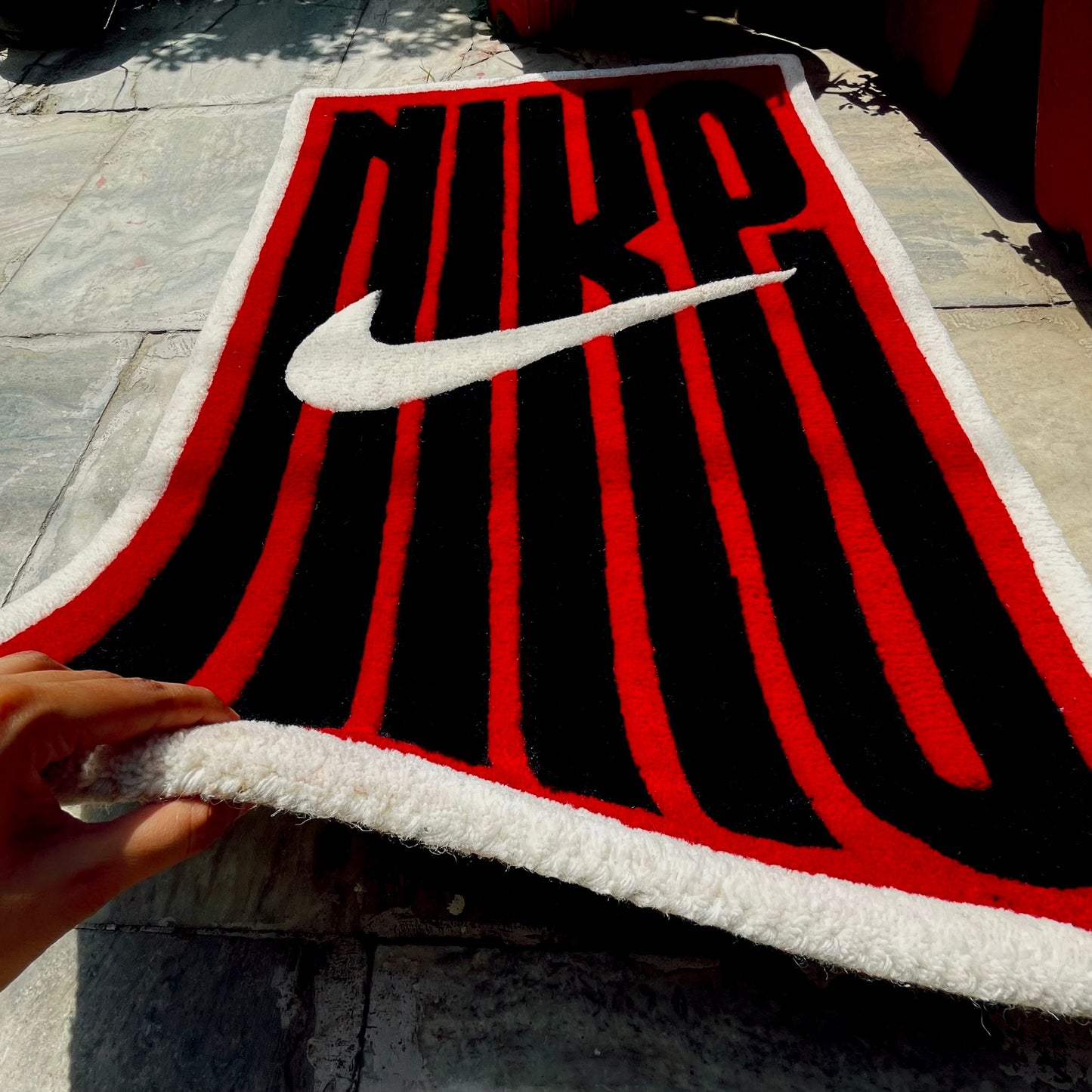 Nike Linear Typography Hand-Tufted Rug thickness reference