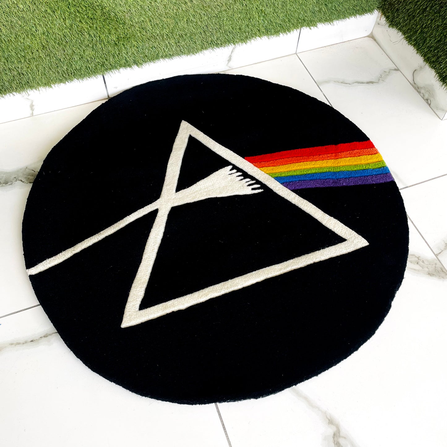Pink Floyd Prism Hand-Tufted Rug side view