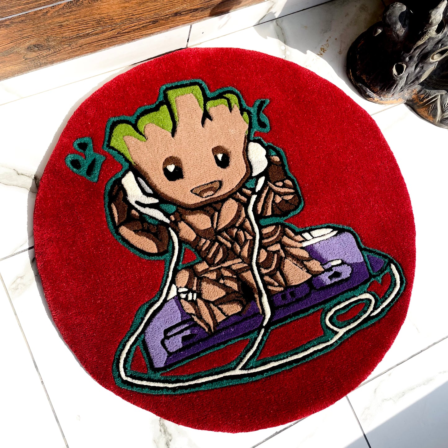 Groot Listening to Music Hand-Tufted Rug 