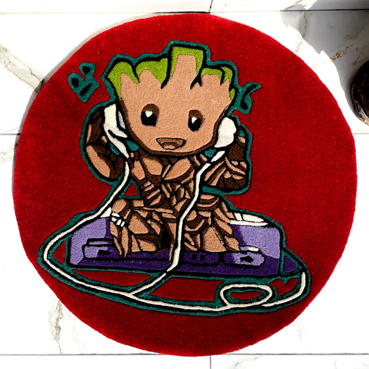 Groot Listening to Music Hand-Tufted Rug