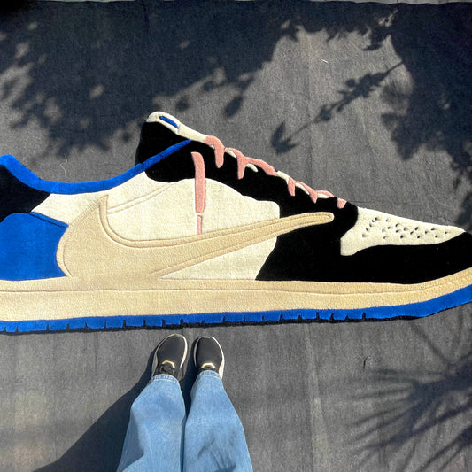 Nike Air Jordan 1 Low Fragments x Travis Scott with Pink Laces Hand-Tufted Rug