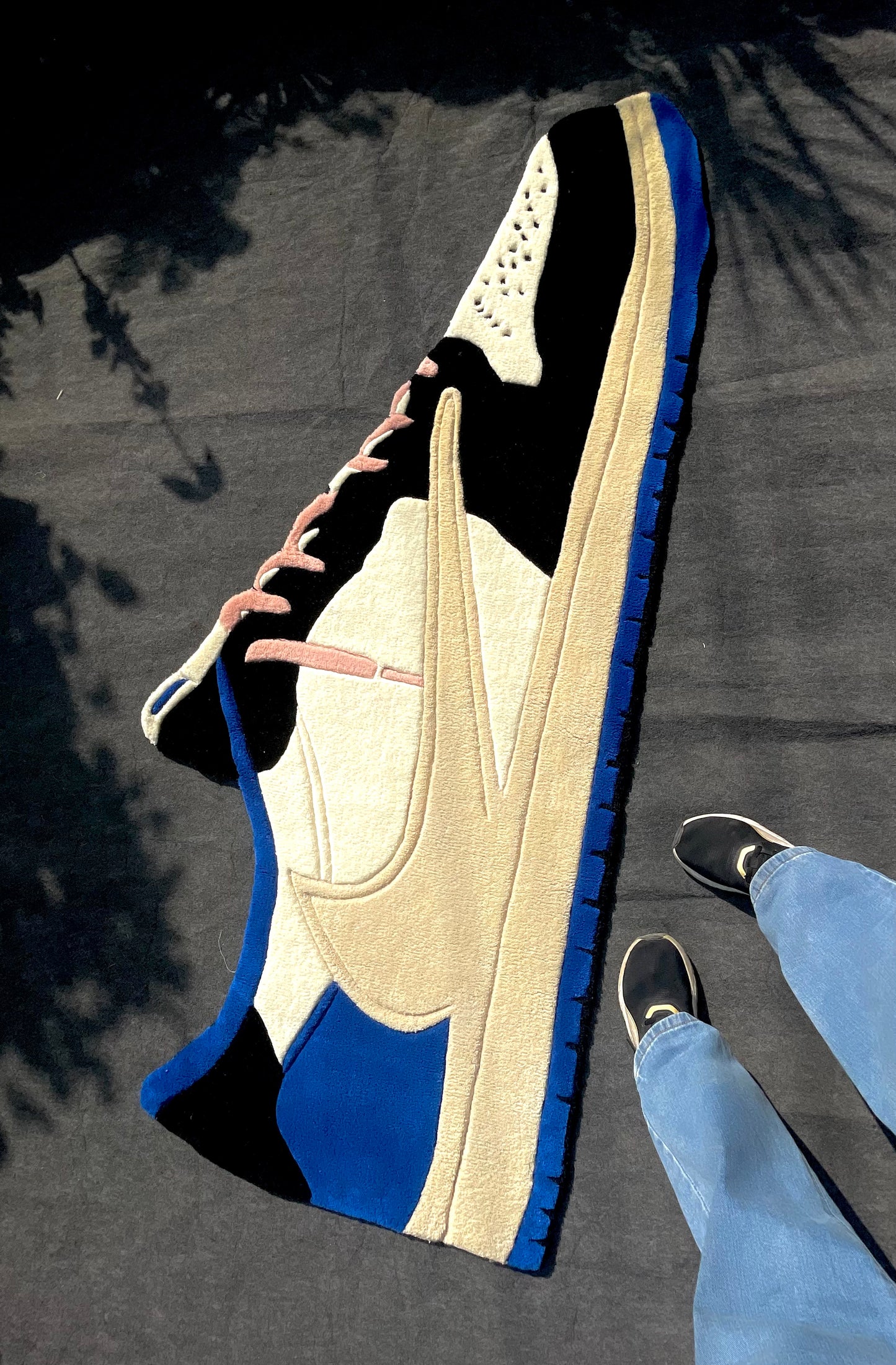 Nike Air Jordan 1 Low Fragments x Travis Scott with Pink Laces Hand-Tufted Rug top view