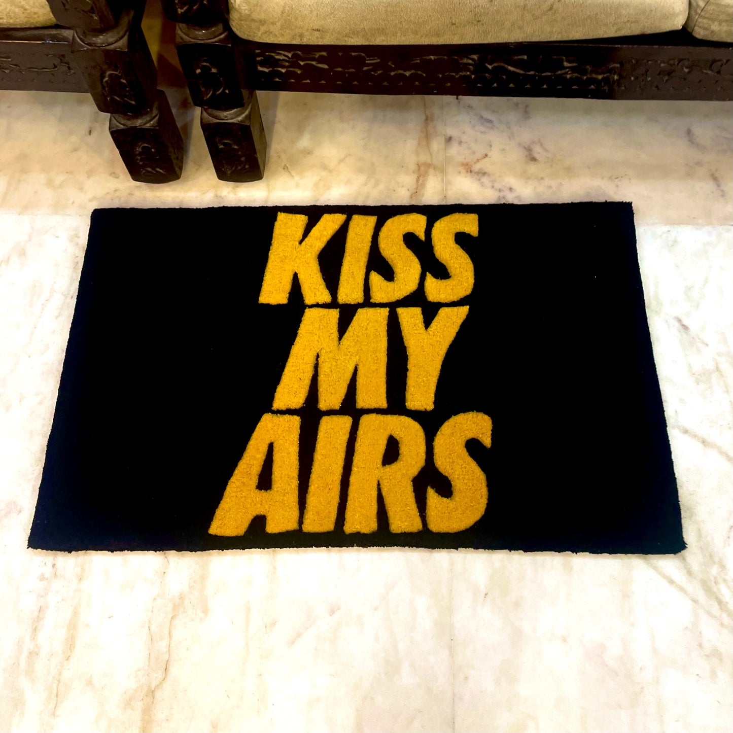 Kiss My Airs Hand-Tufted Rug black and gold