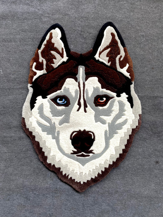 Siberian Husky Dog Hand-Tufted Rug