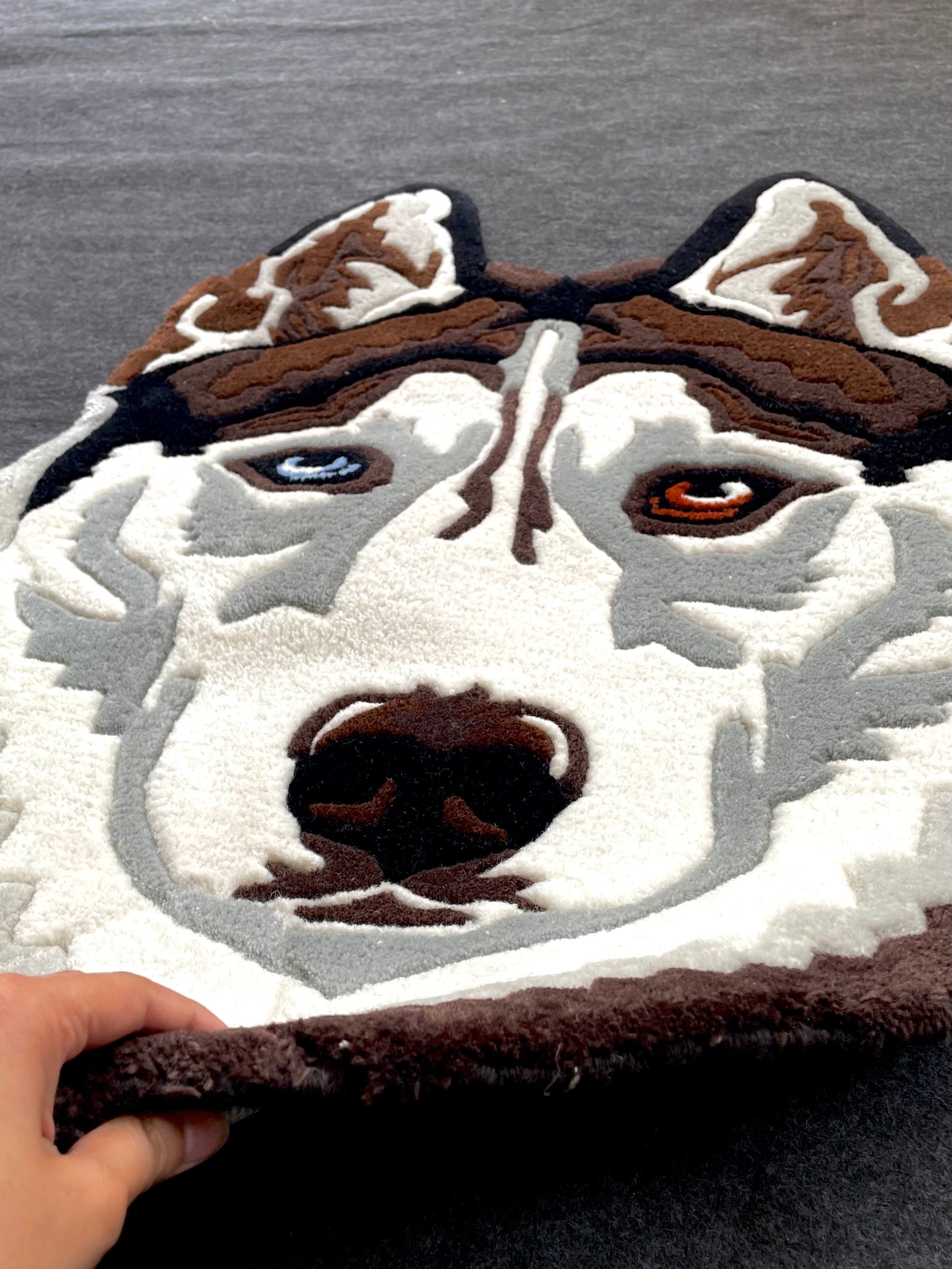 Siberian Husky Dog Hand-Tufted Rug