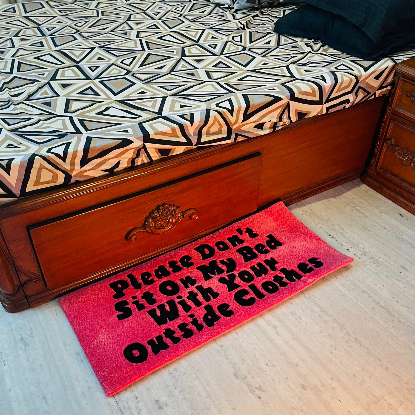 Please Don't Sit On My Bed With Your Outside Clothes Hand-Tufted Rug