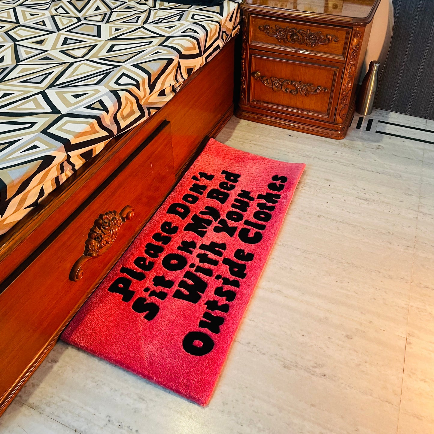 Please Don't Sit On My Bed With Your Outside Clothes Hand-Tufted Rug