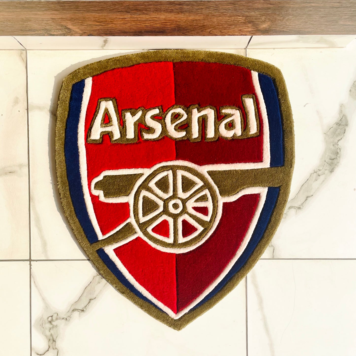 Arsenal fc football logo rug top view