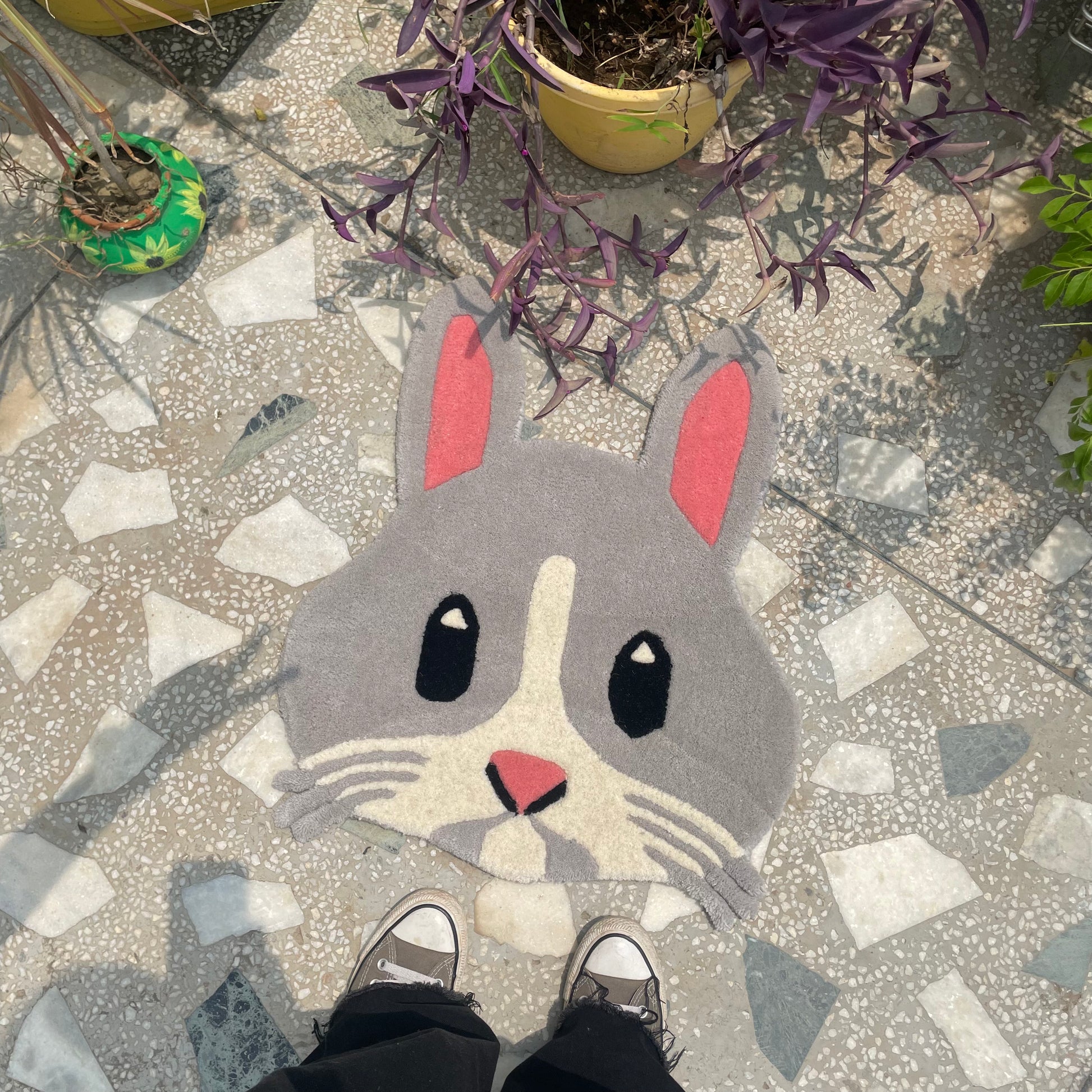 Bunny emoji rug