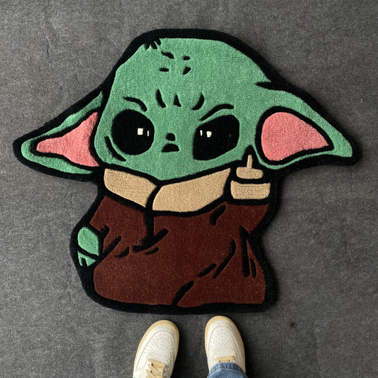 Baby Yoda Middle Finger Hand-Tufted Rug