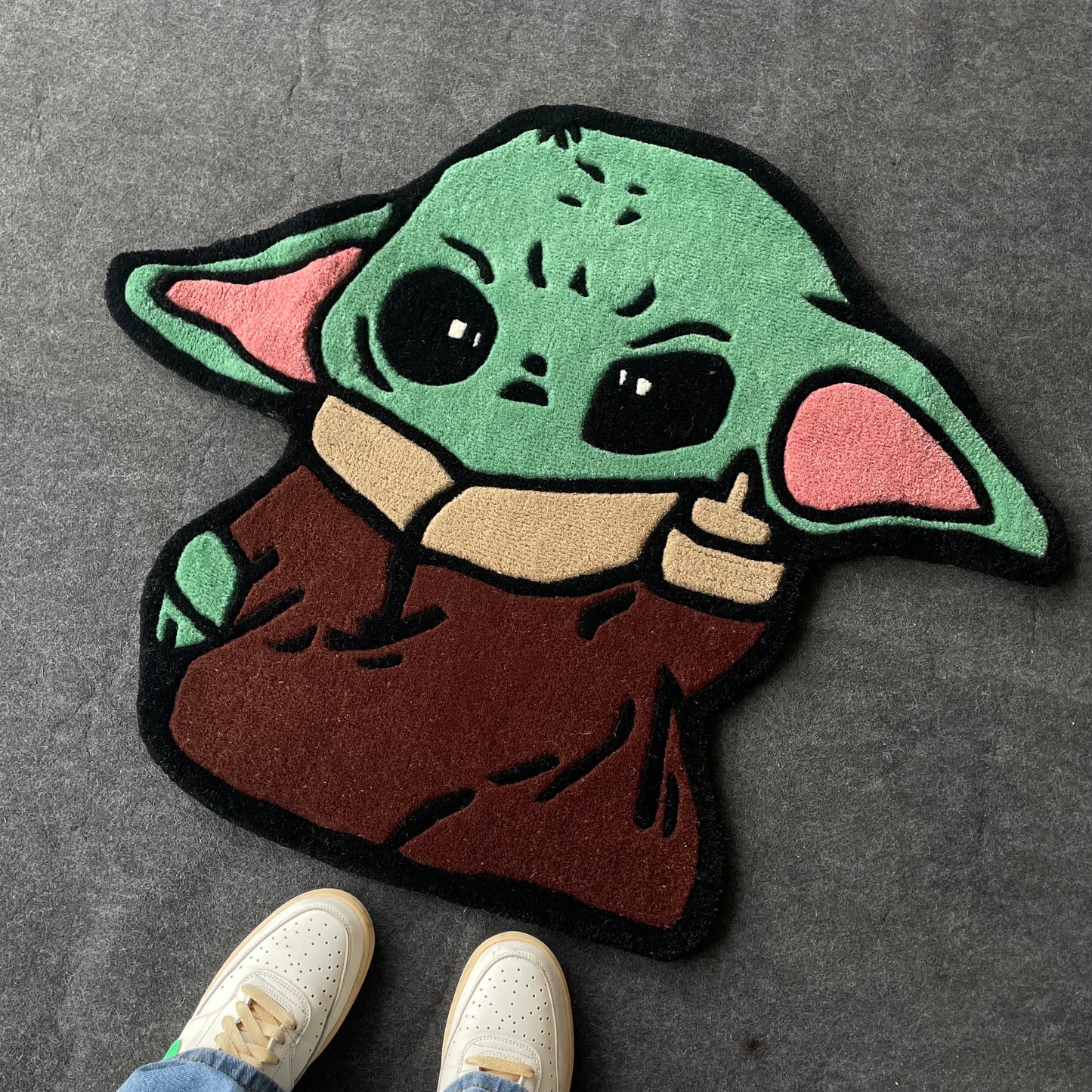 Baby Yoda Middle Finger Hand-Tufted Rug
