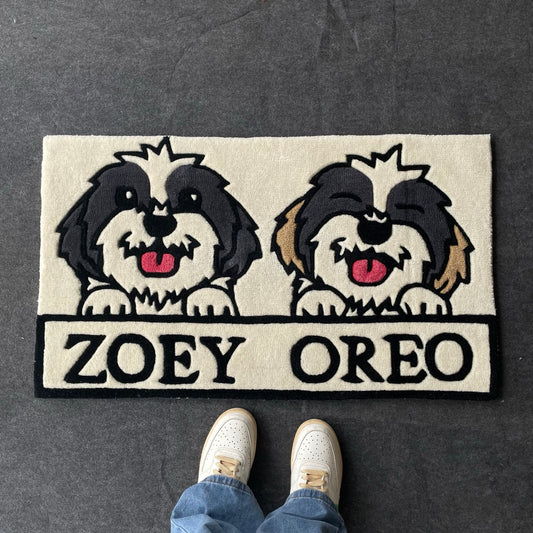 Zoey & Oreo Shih Tzu Hand-Tufted Rug