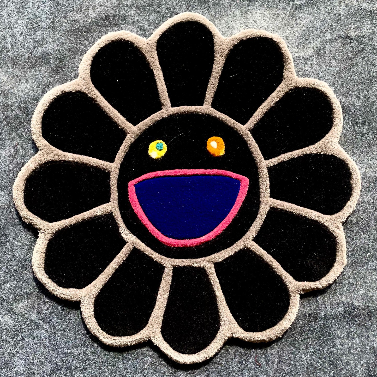 Takashi Murakami Black Flower Hand-Tufted Rug