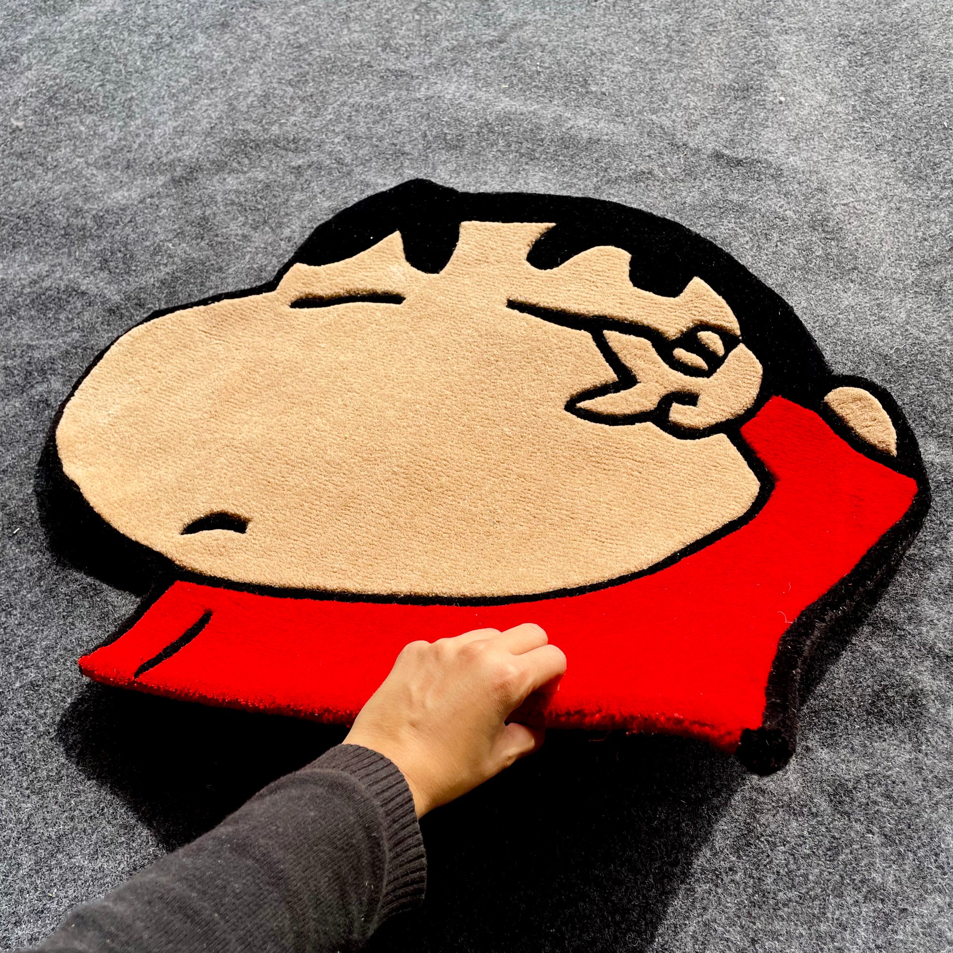 Shinchan Cartoon Hand-Tufted Rug thickness reference