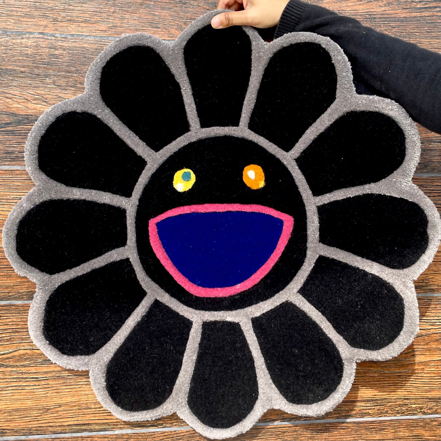 Takashi Murakami Black Flower Hand-Tufted Rug