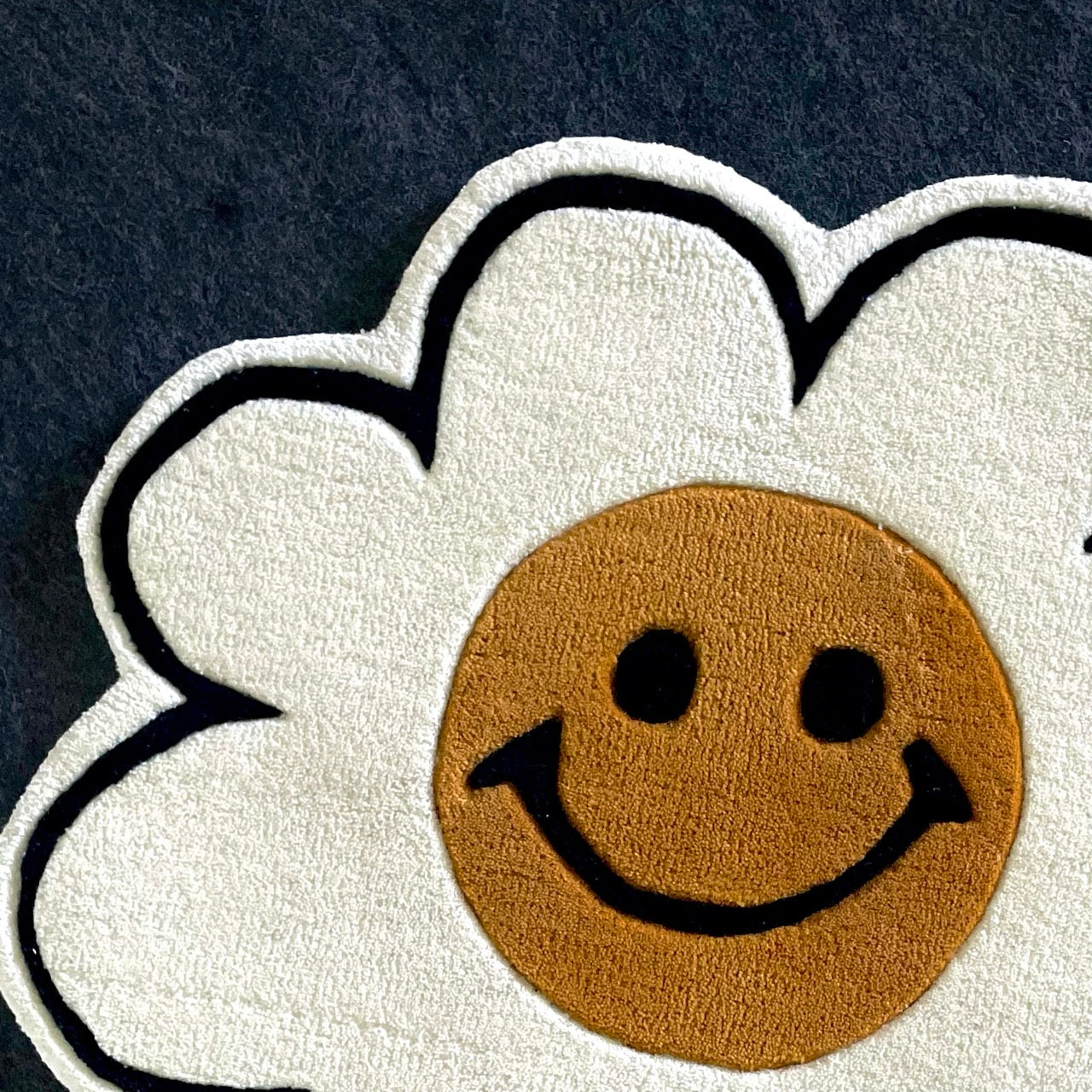 Cute Smiley Flower Hand-Tufted Rug closeup