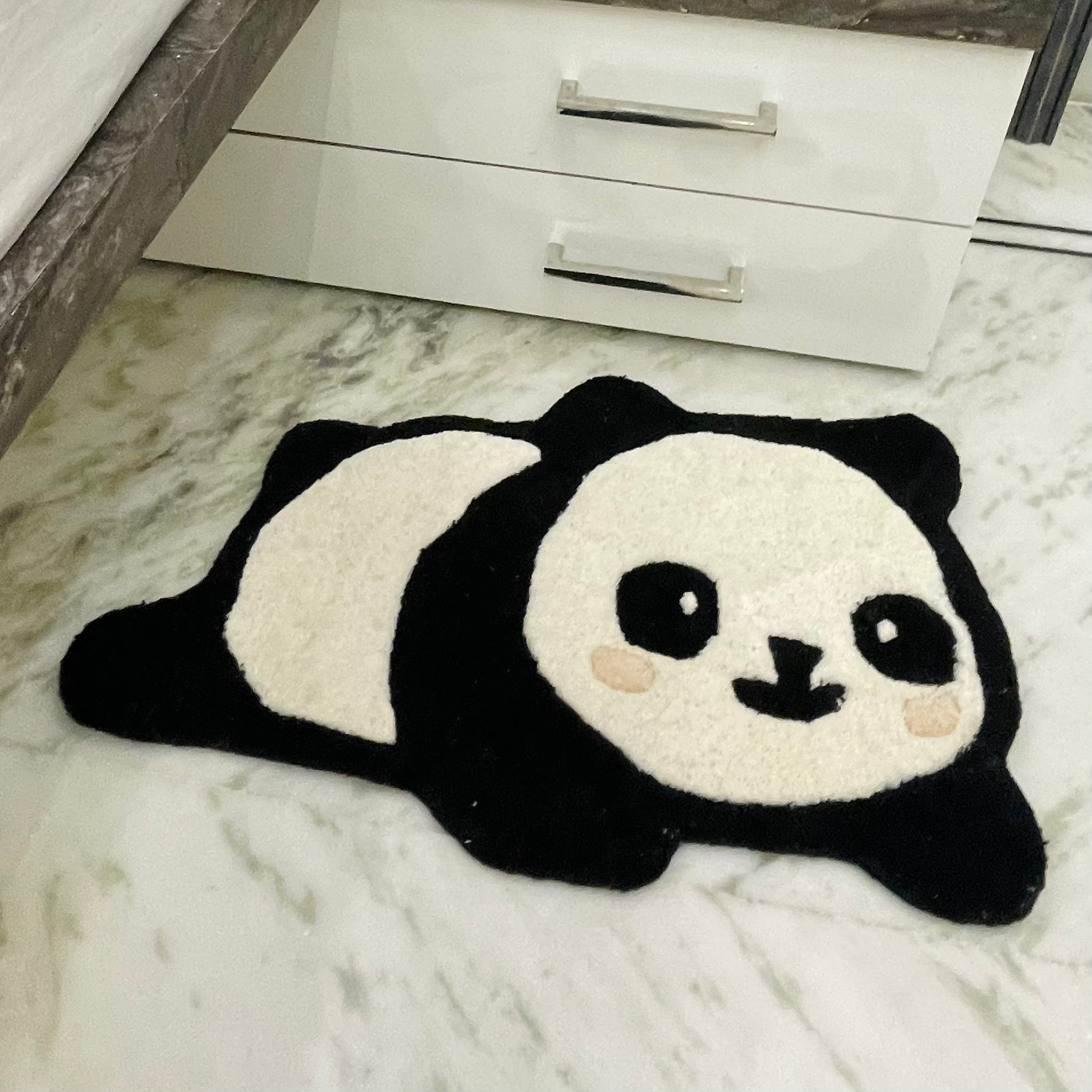 Cute Panda Chilling Hand-Tufted Rug bedside look