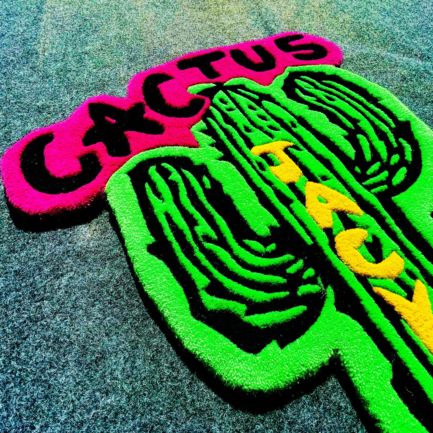 green and pink Cactus Jack Hand-Tufted Rug closeup