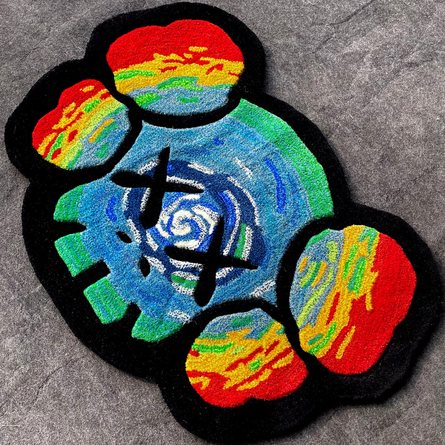 Kaws Trippin Hand-Tufted Rug close up