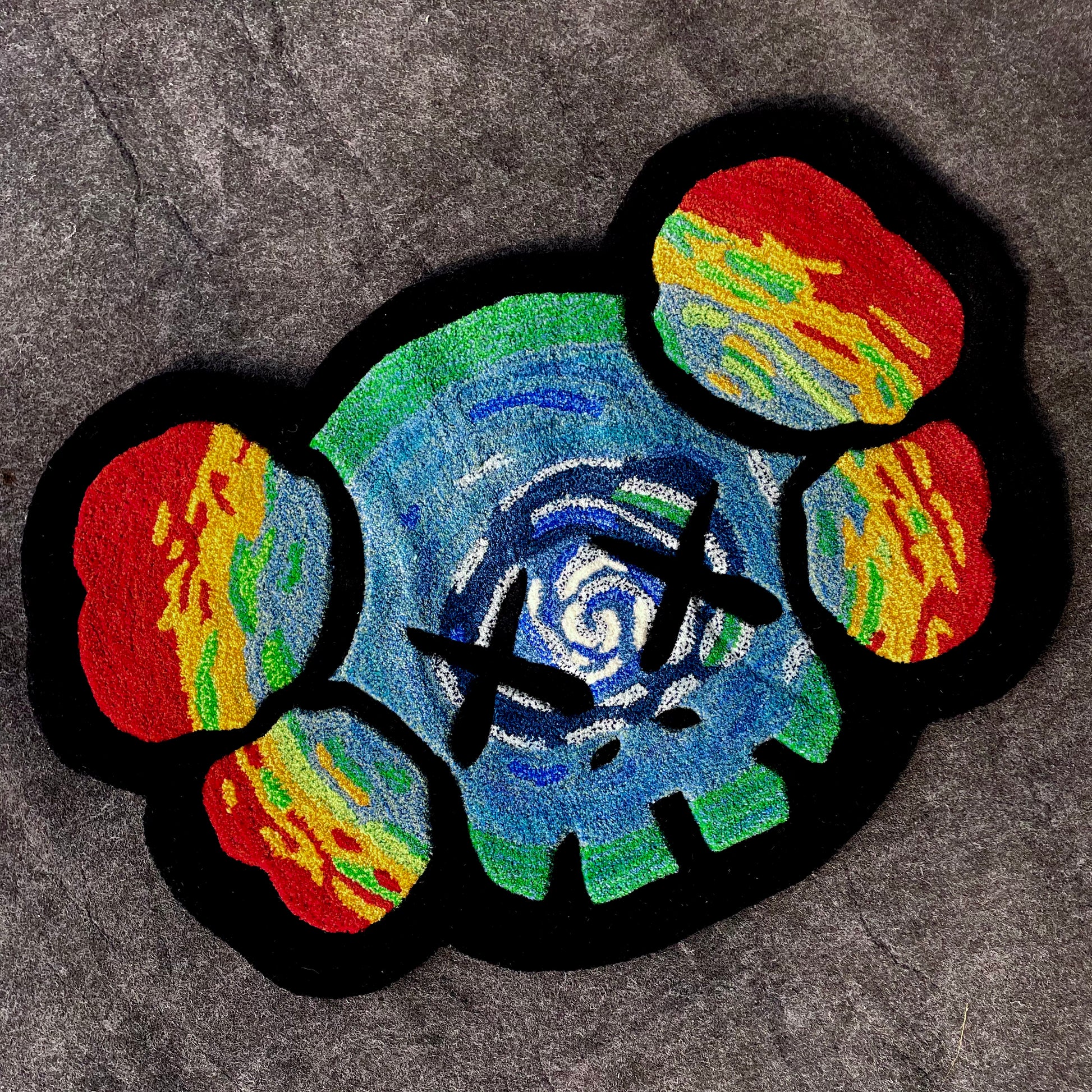 Kaws Trippin Hand-Tufted Rug top view