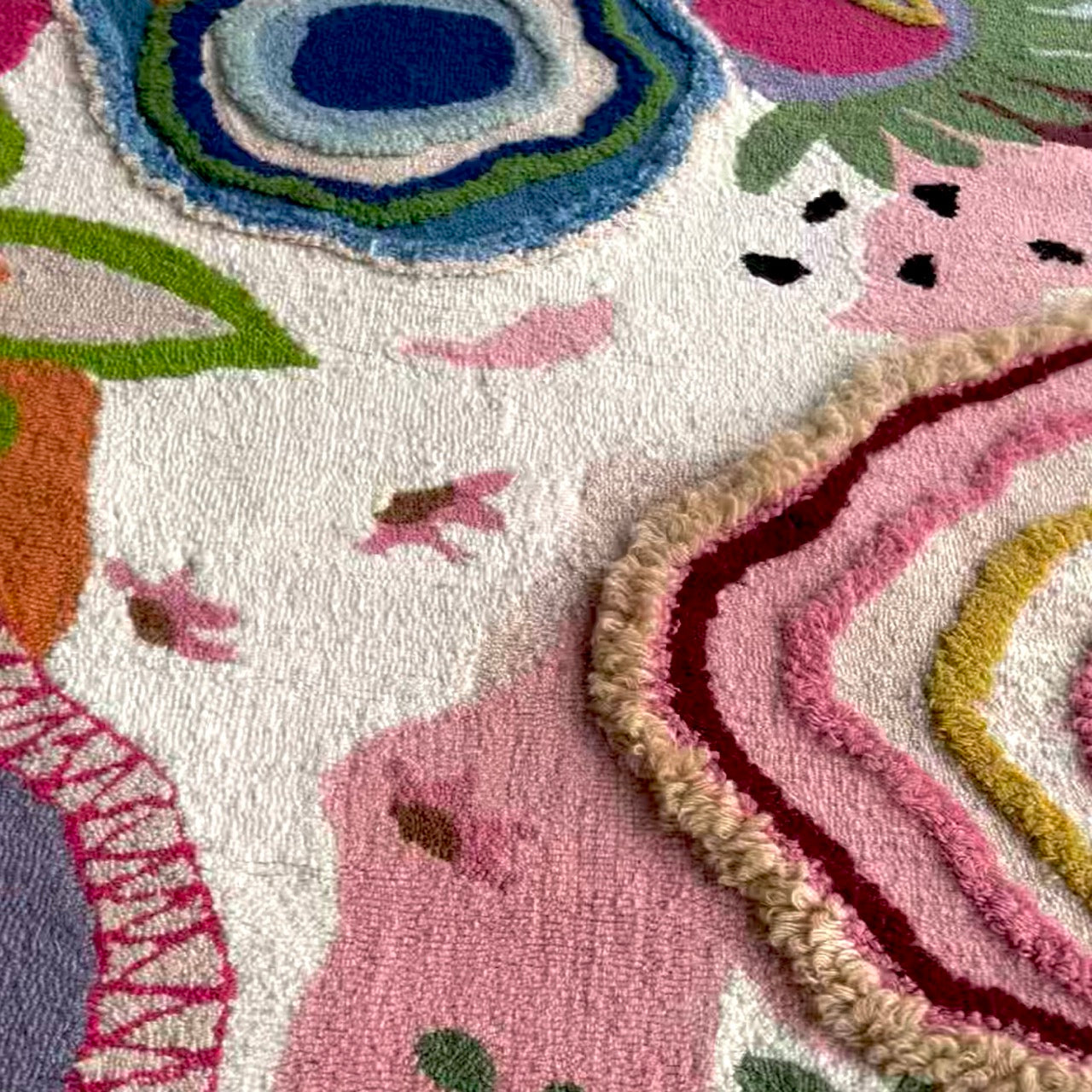 Pink Abstract Living Area Rug