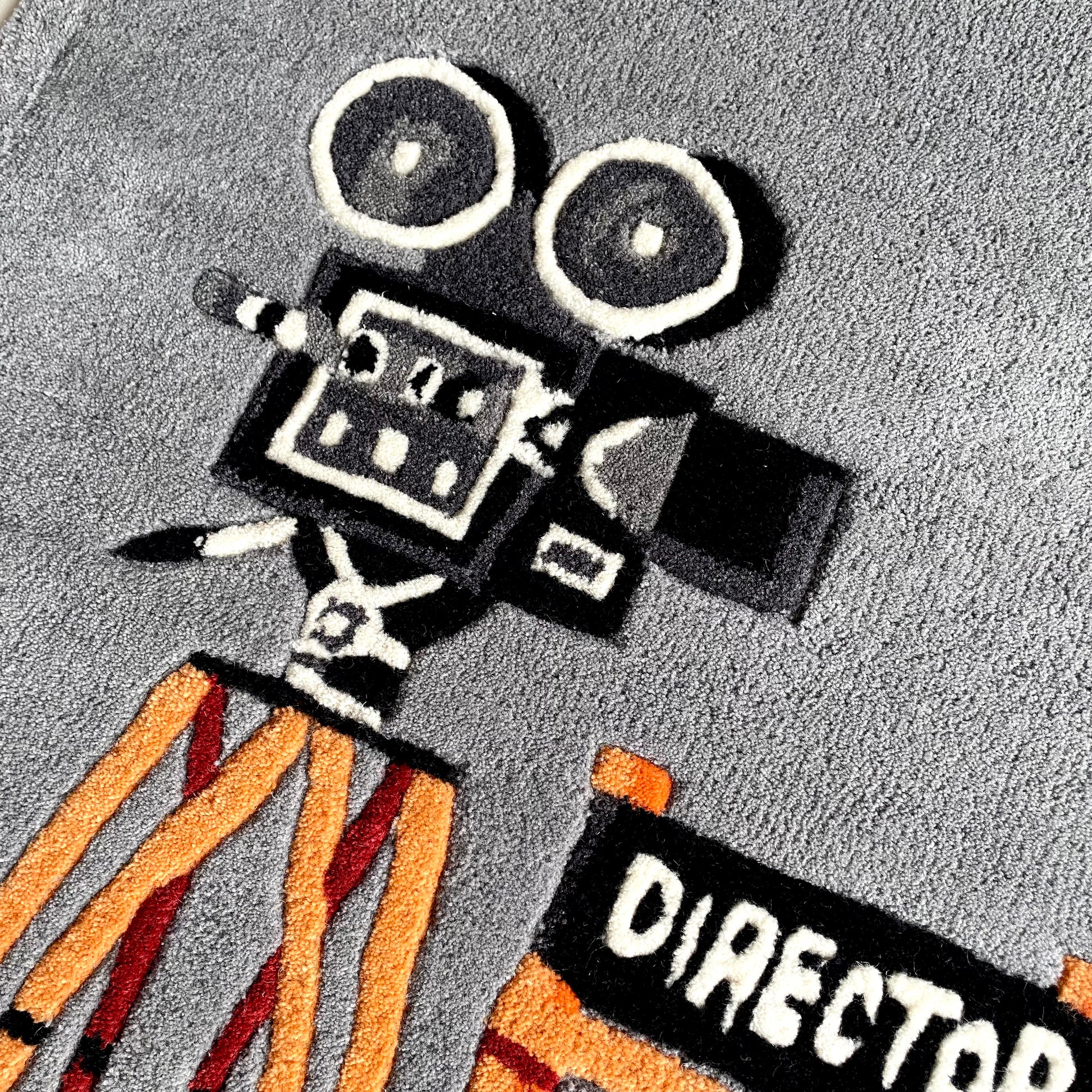 director set tufted rug close up