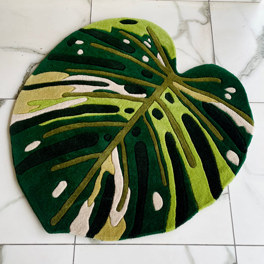 Monstera Leaf Hand-Tufted Rug for Aesthetic Corners