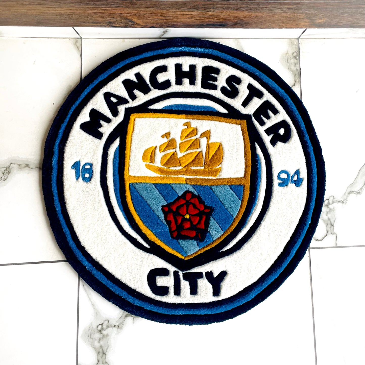 Manchester City FC Logo Hand-Tufted Rug