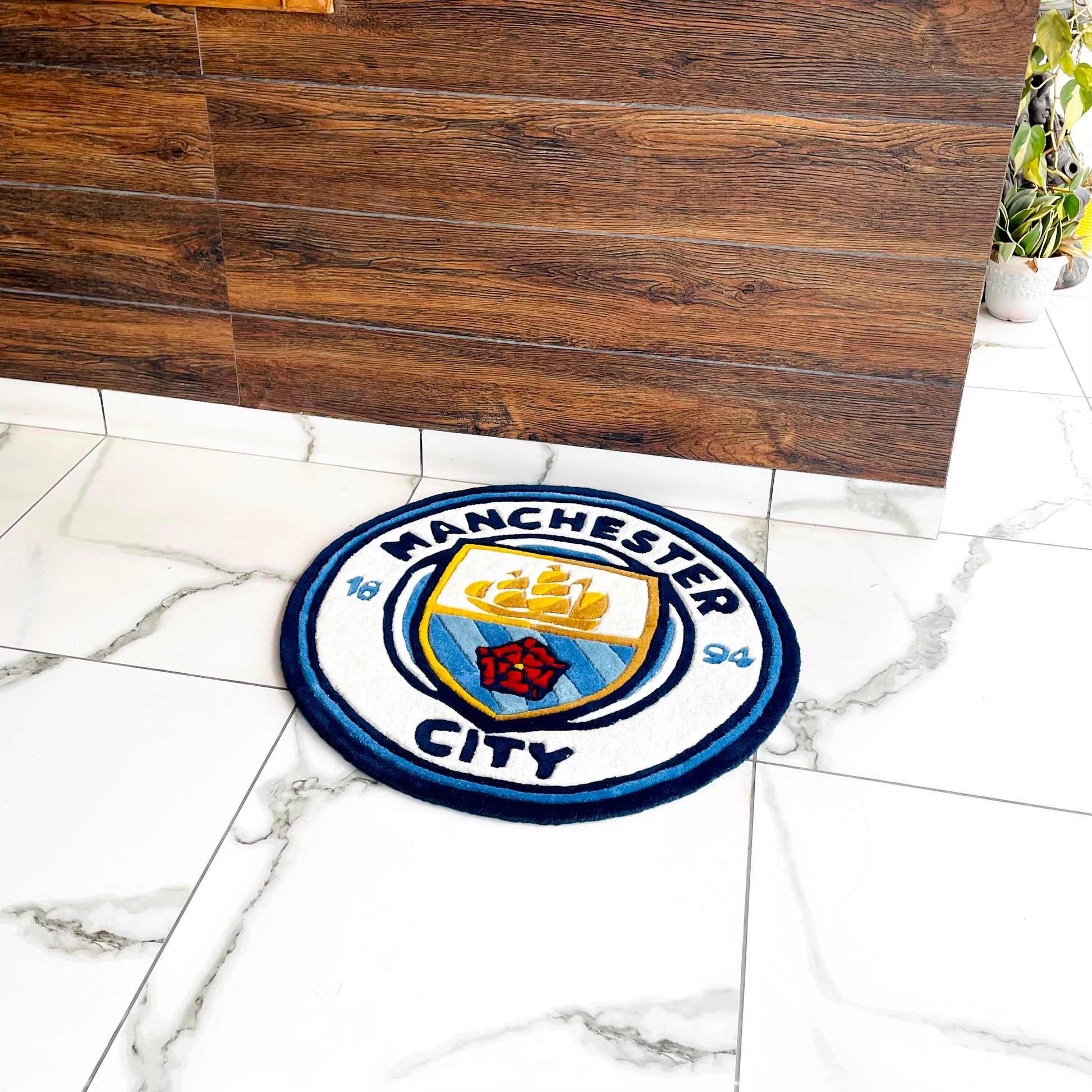 Manchester City FC Logo Hand-Tufted Rug 