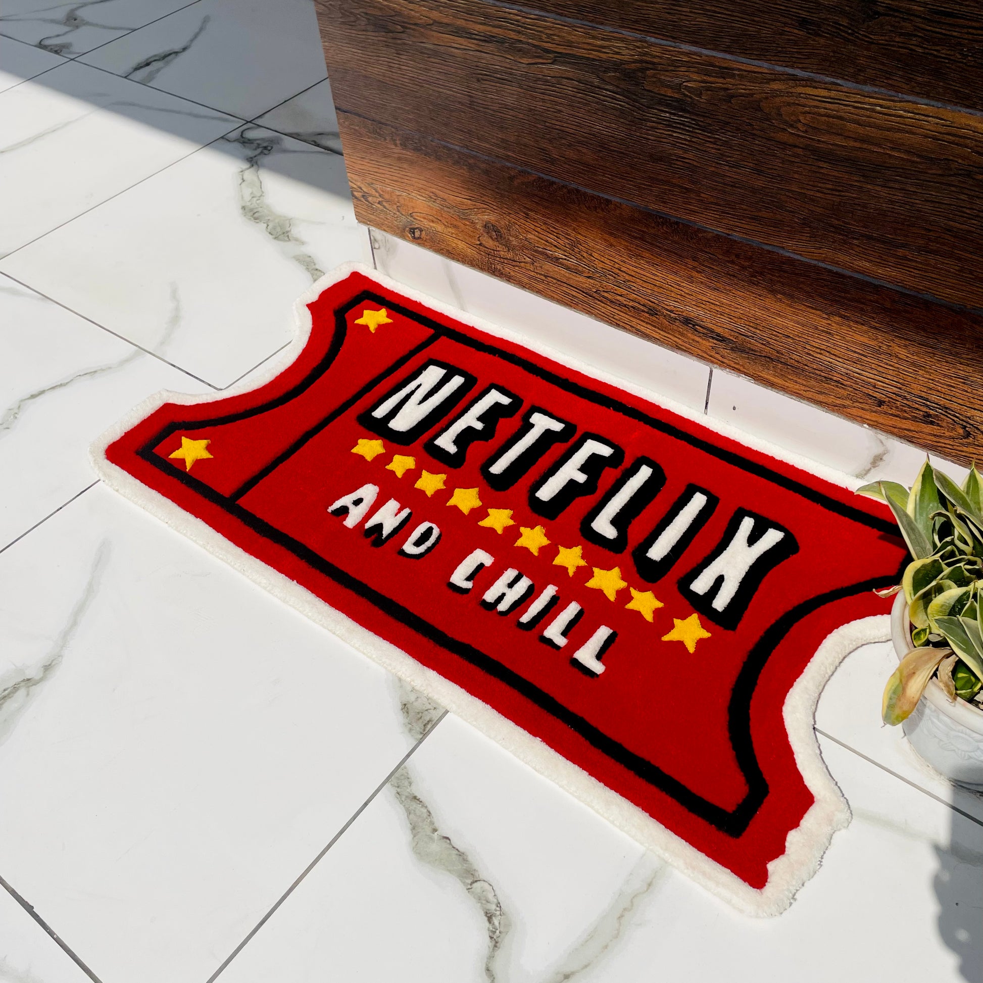 Ticket To Netflix And Chill Hand-Tufted Rug