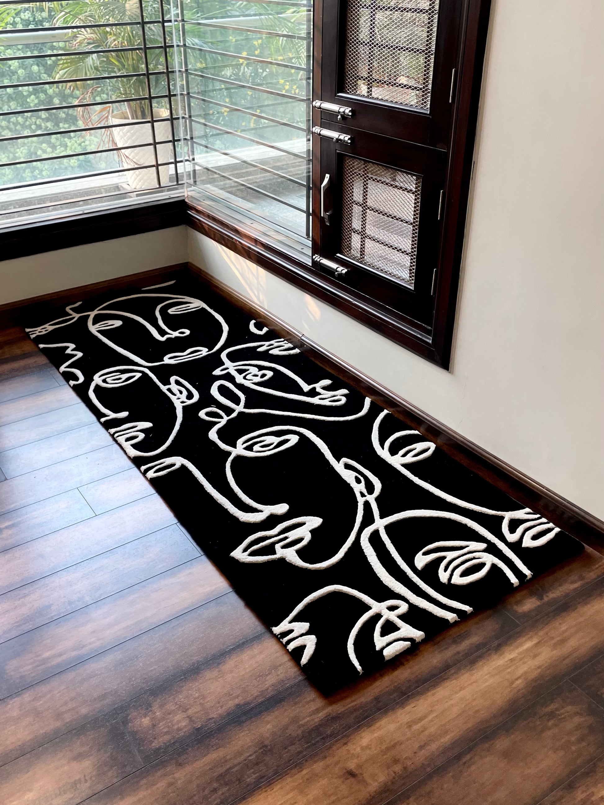 Abstract Faces Hand-Tufted Rug