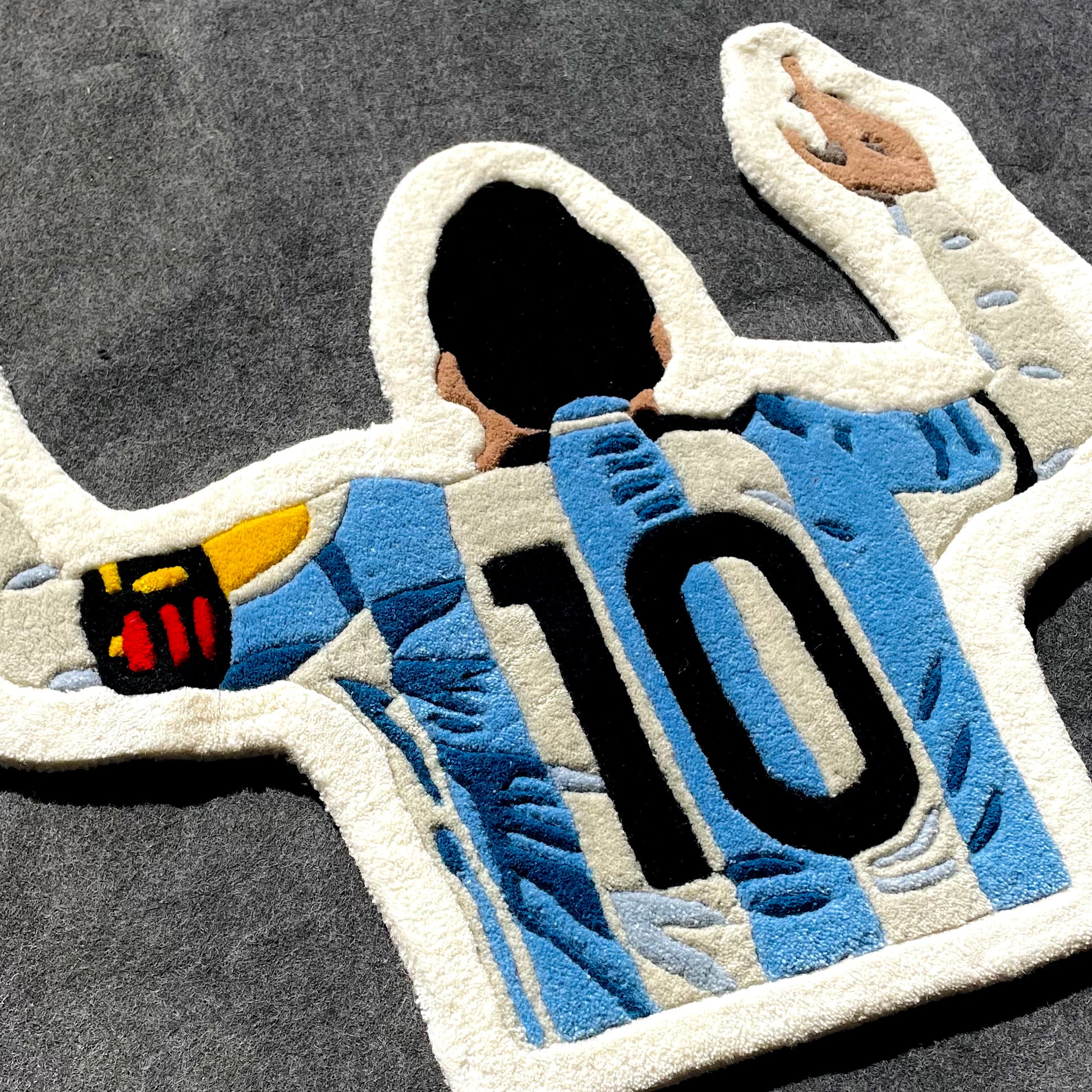 Messi Signature Goal Celebration Hand-Tufted Rug closeup