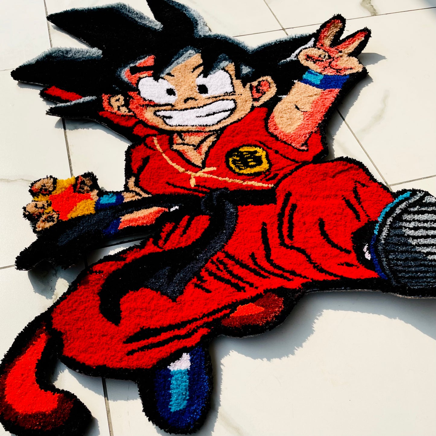 Kid Goku Hand-Tufted Rug low angle view