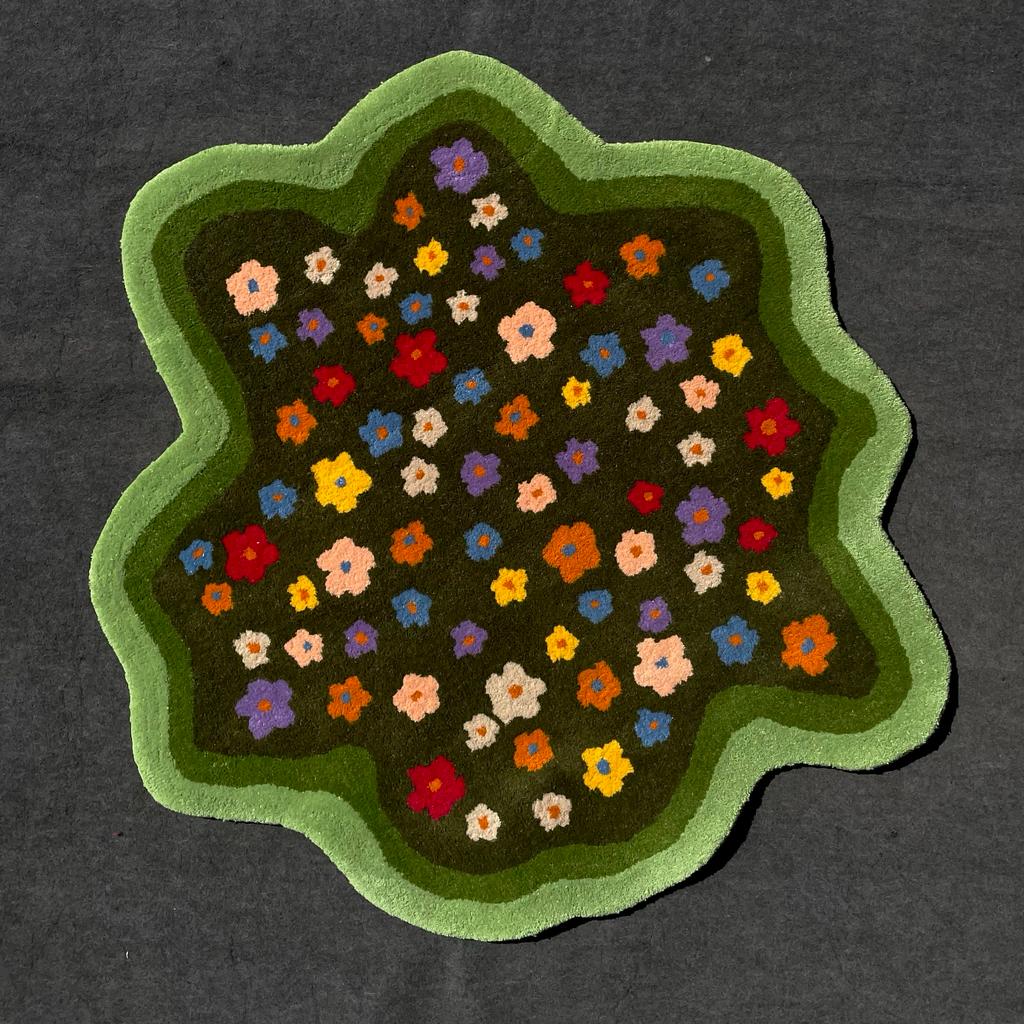 blossom bliss in garden rug top view