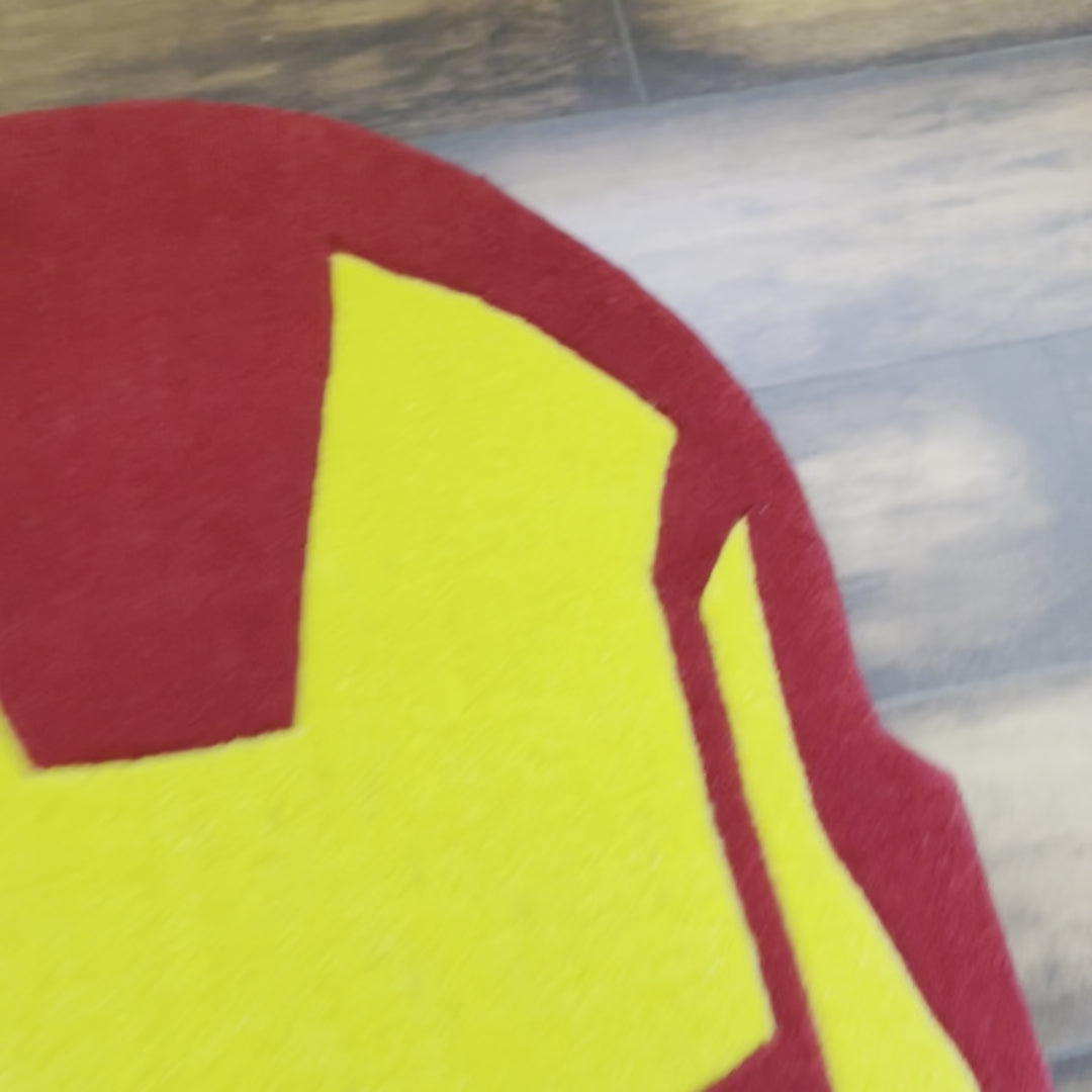 Iron Man Face Hand-Tufted Rug close up