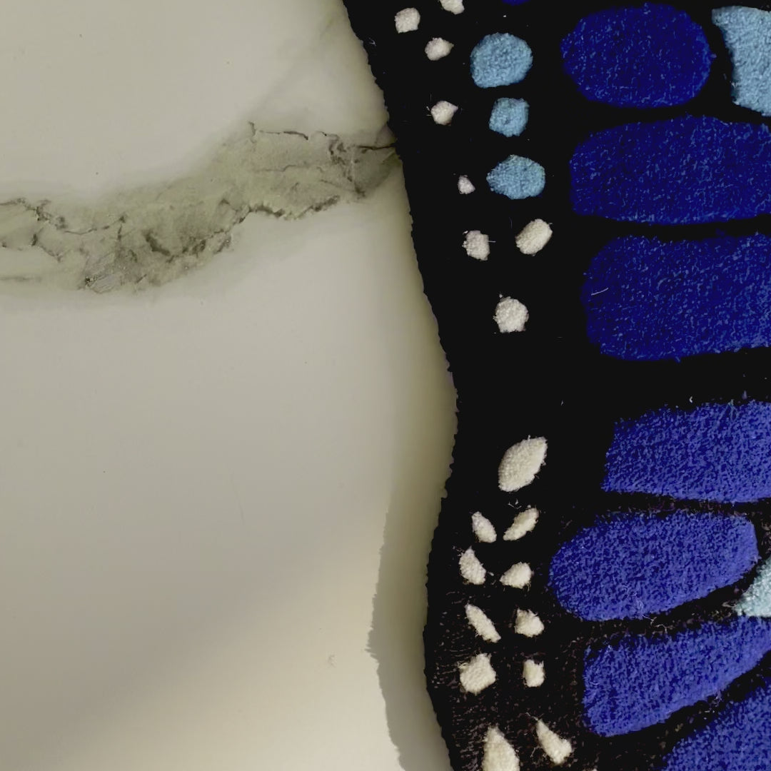blue butterfly rug details