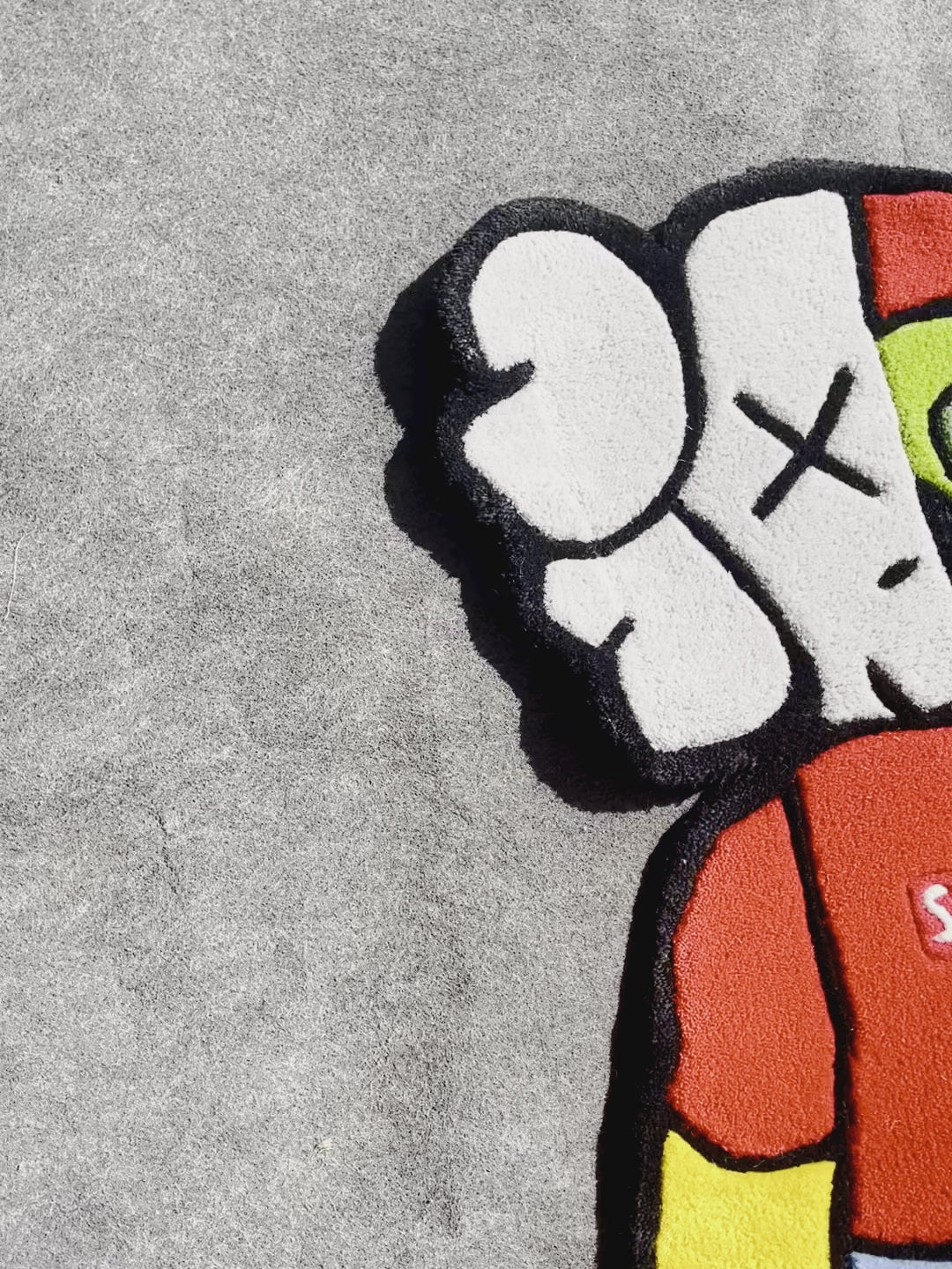 Kaws Dissect x Supreme Hand-Tufted Rug detailed close up view